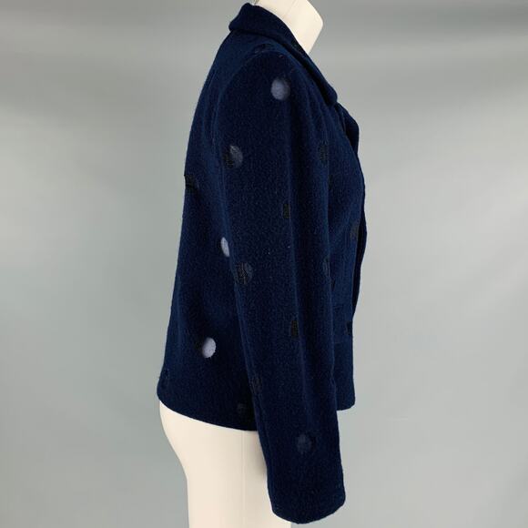 COMME des GARCONS 1997 Size M Navy Black Wool Blend Short Jacket - Picture 2 of 6